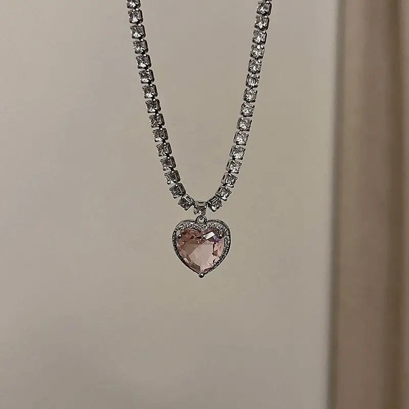 Pink Crystal Heart Pendant