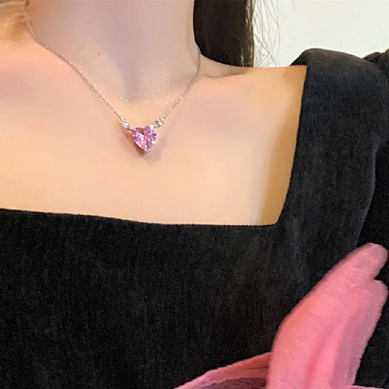 Pink Crystal Heart Pendant