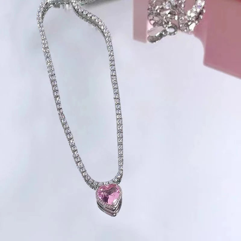 Pink Crystal Heart Pendant