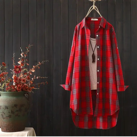 Women's Loose-Fit Plaid Shirt