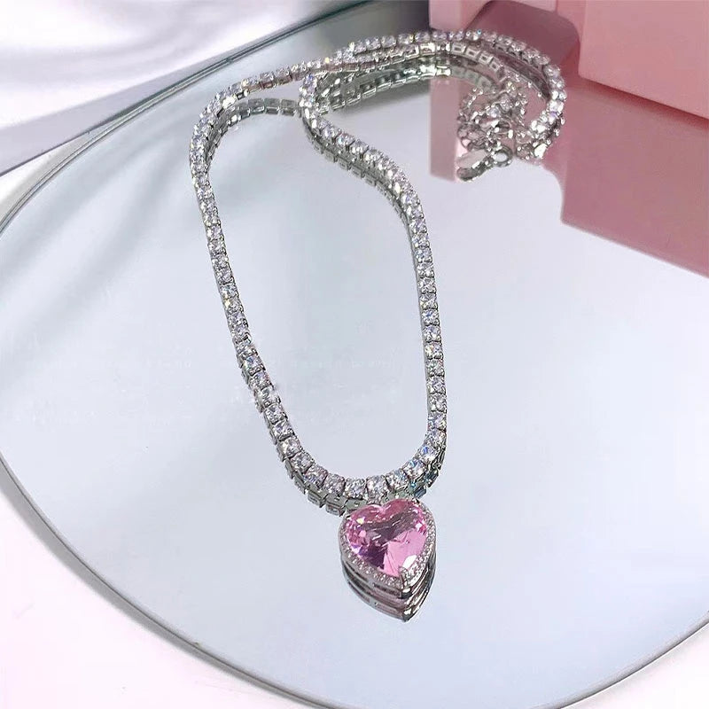 Pink Crystal Heart Pendant