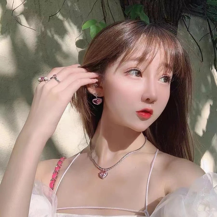 Pink Crystal Heart Pendant